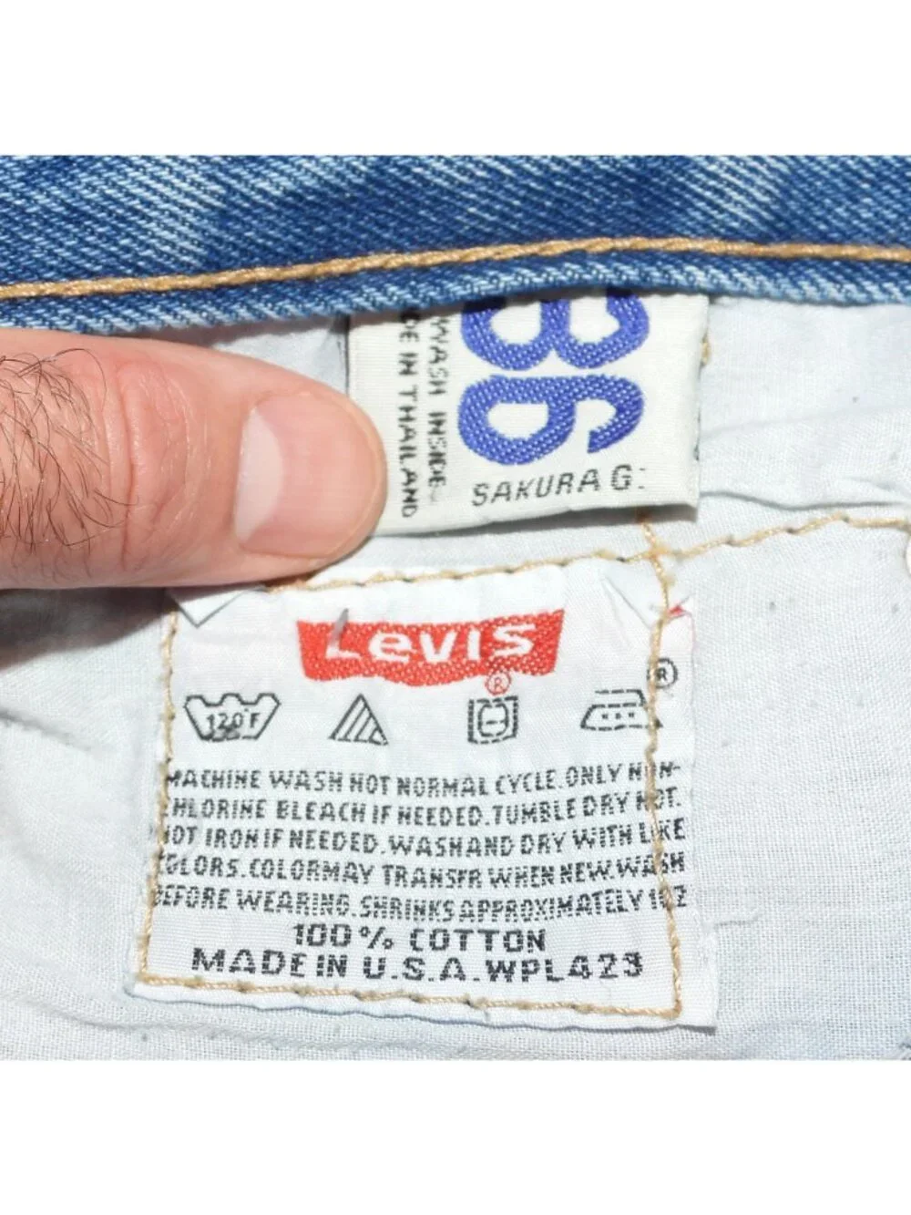 Vintage Levi's 501-0657 Sakura G S-36 Denim Blue Jeans Straight Made USA 36x28